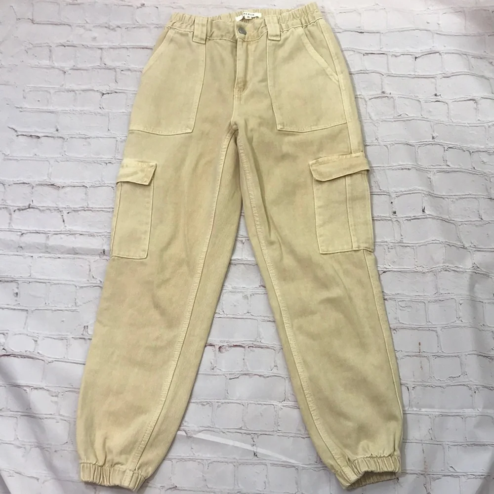 💙PacSun Yellow Tan Cargo Joggers - Picture 1 of 8
